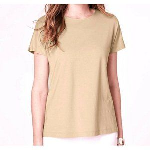 J Jill Top NEW Pullover XL Beige Luxe Supima Short Slv Tee Relaxed May Fit 1X +